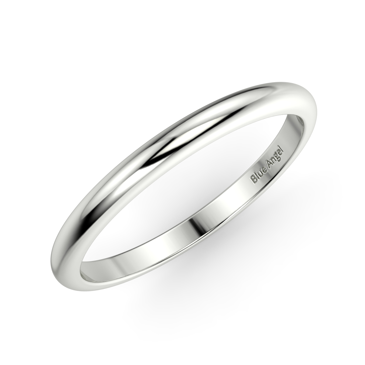 Wedding Rings : 3mm Plain White Gold Wedding Band in 14K