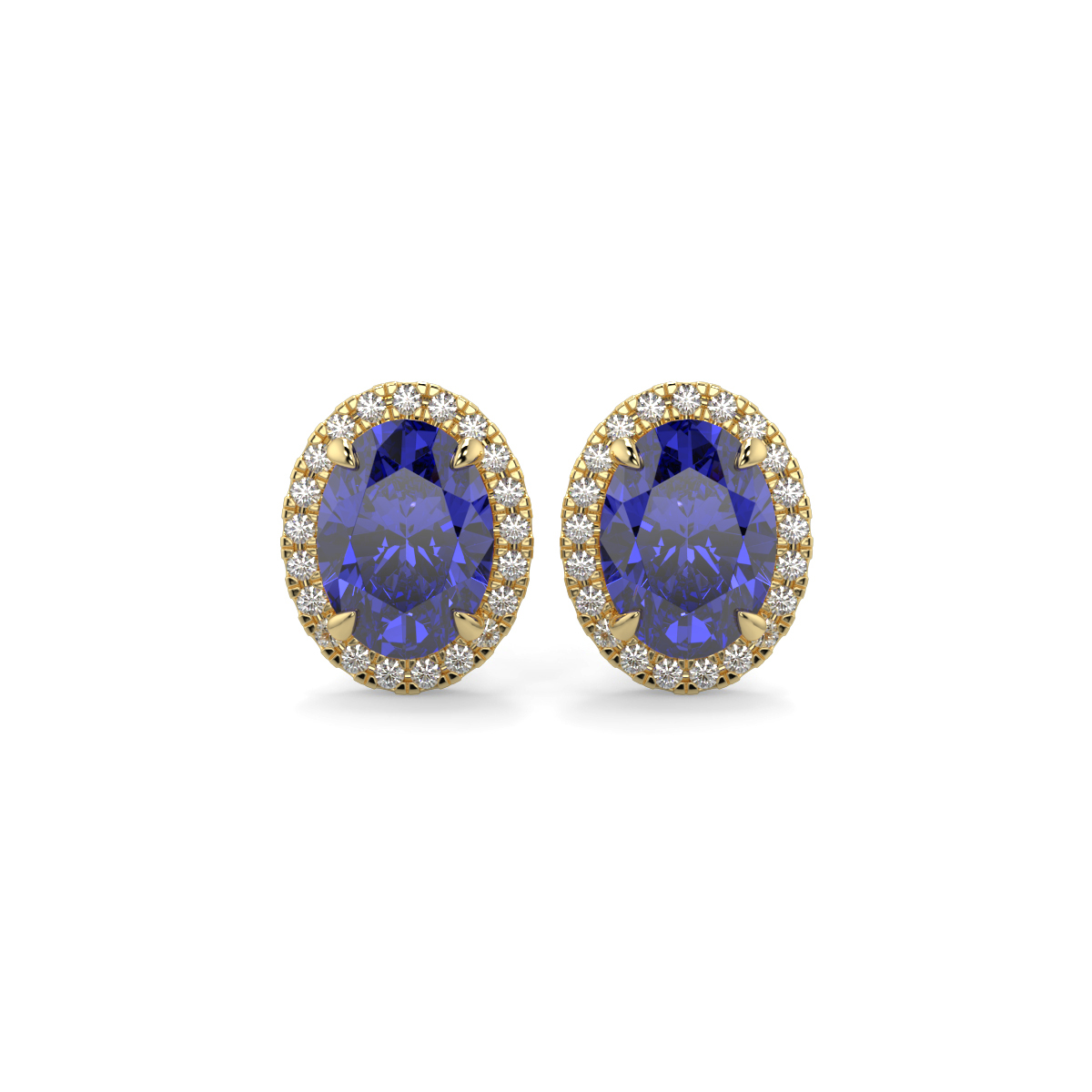 Sapphire and Diamond Halo Earrings Yellow Gold -  JULES