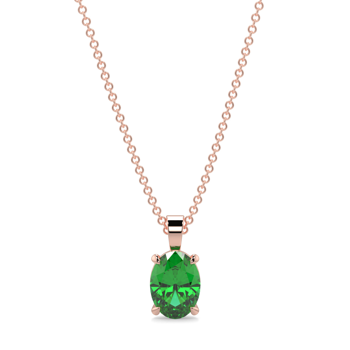 Emerald Gemstone Solitaire Pendant Rose Gold - GENEVIEVE