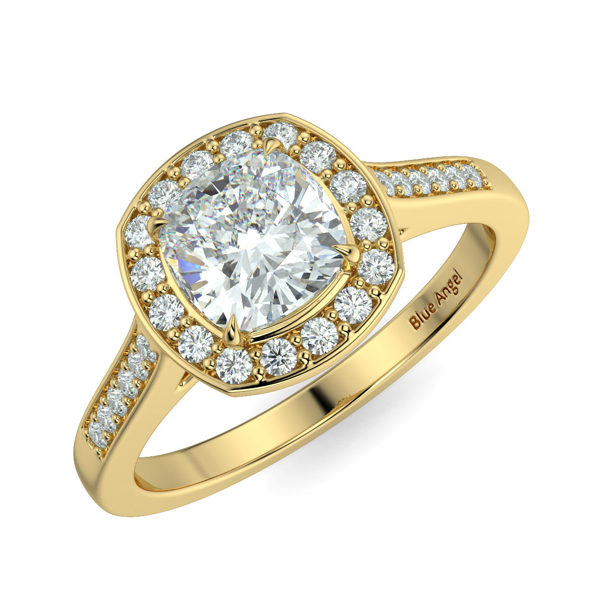 Cushion Diamond Halo Engagement Ring