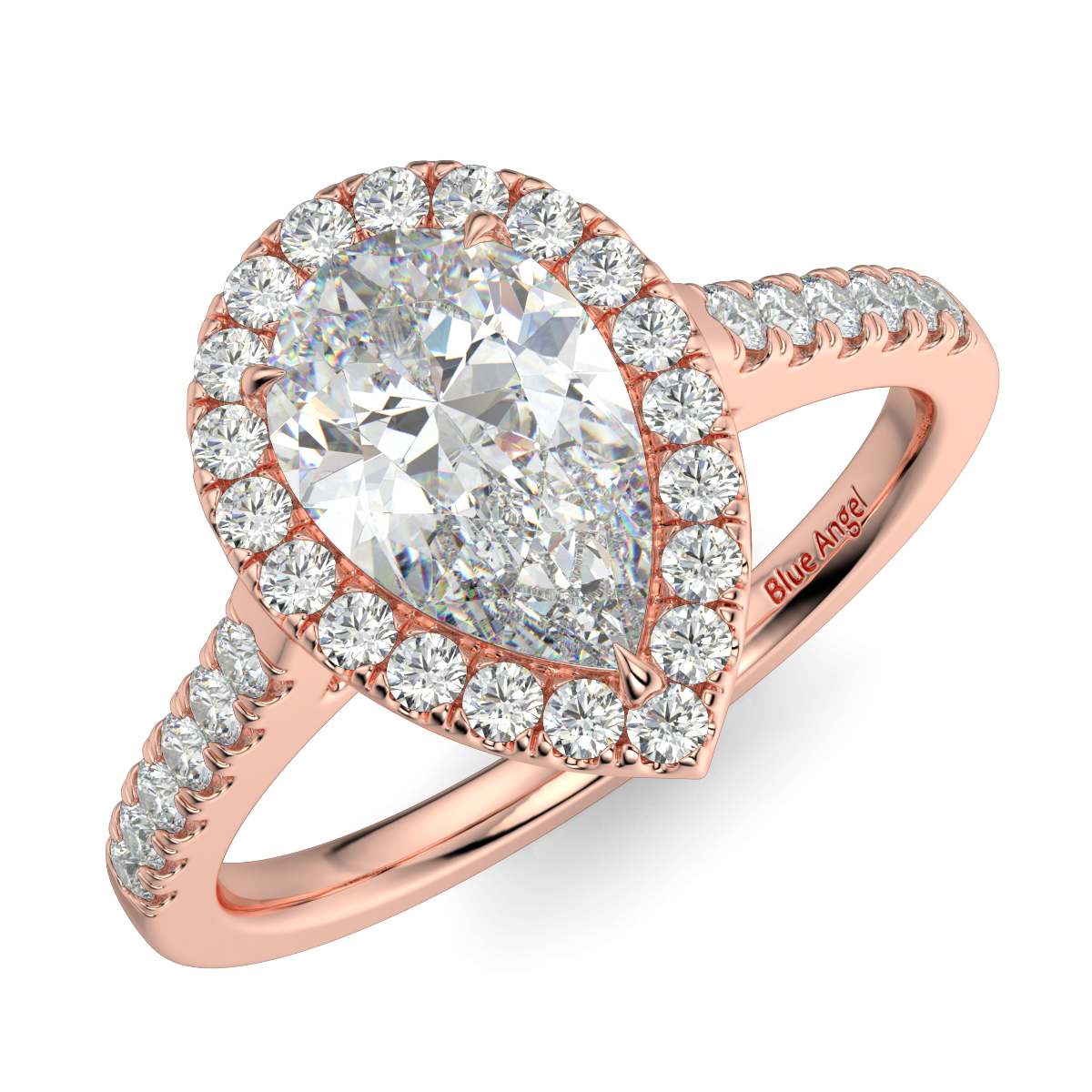 Pear Diamond Halo Engagement Ring