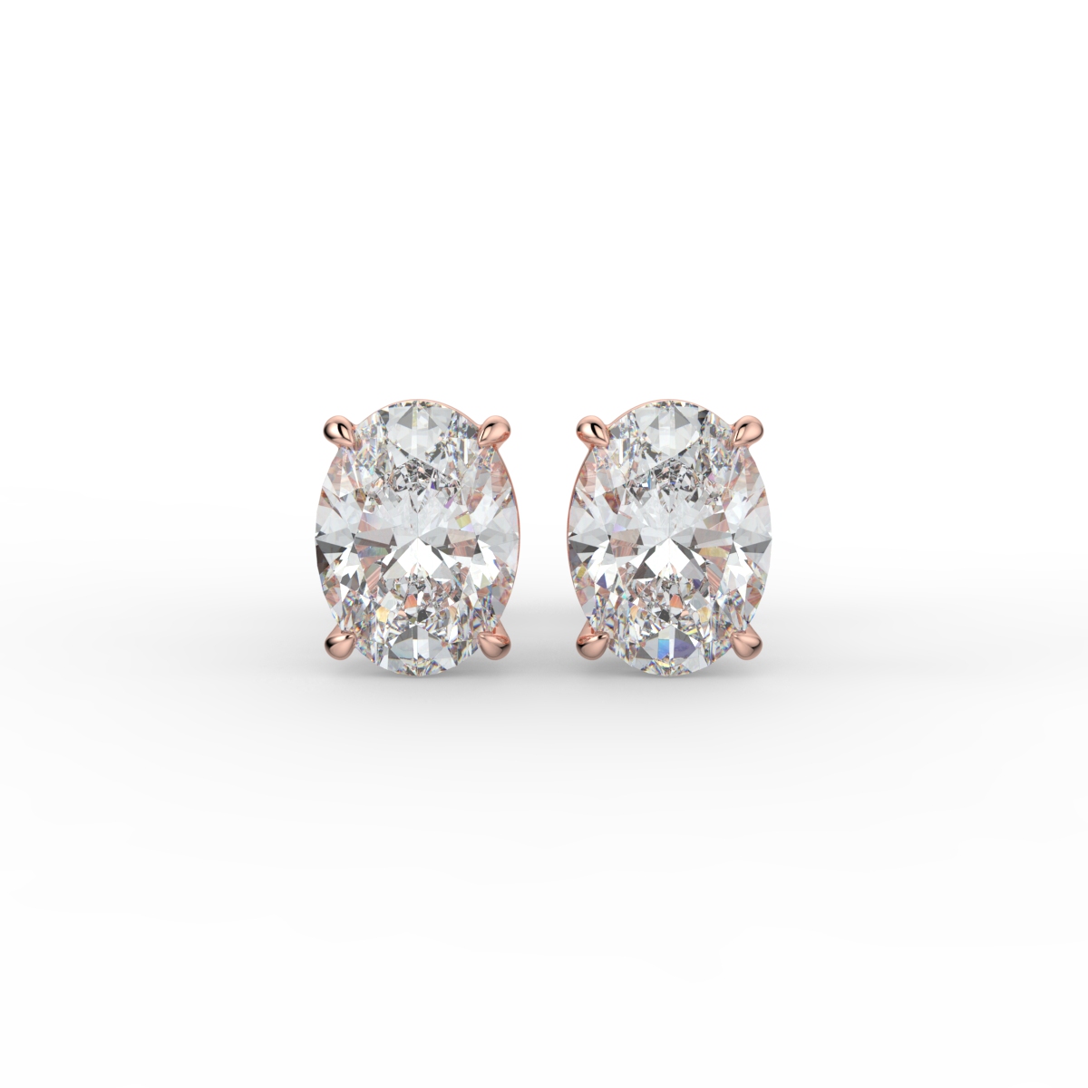 Oval Diamond Studs Earrings Rose Gold - KATIE