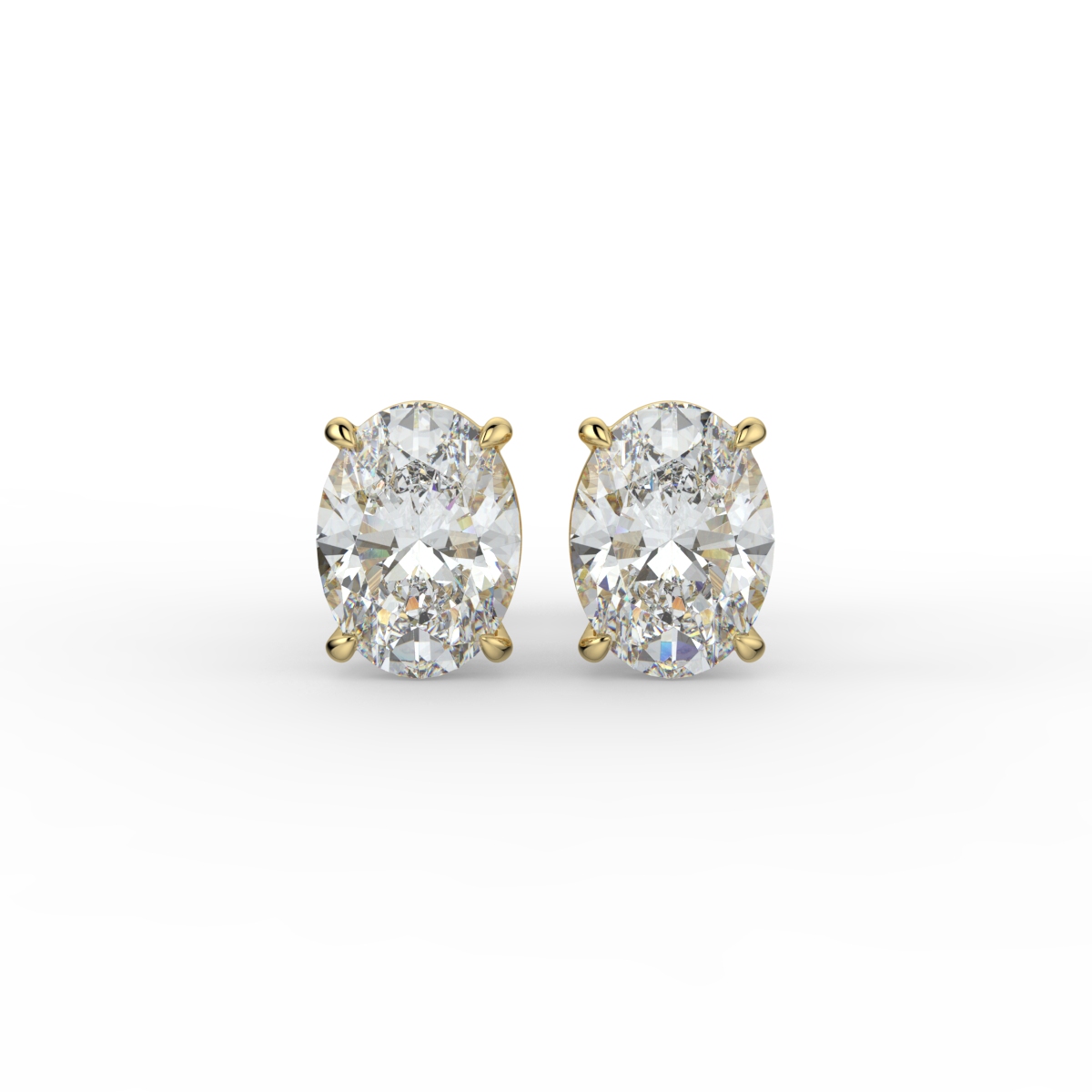 Oval Diamond Studs Earrings Yellow Gold- KATIE