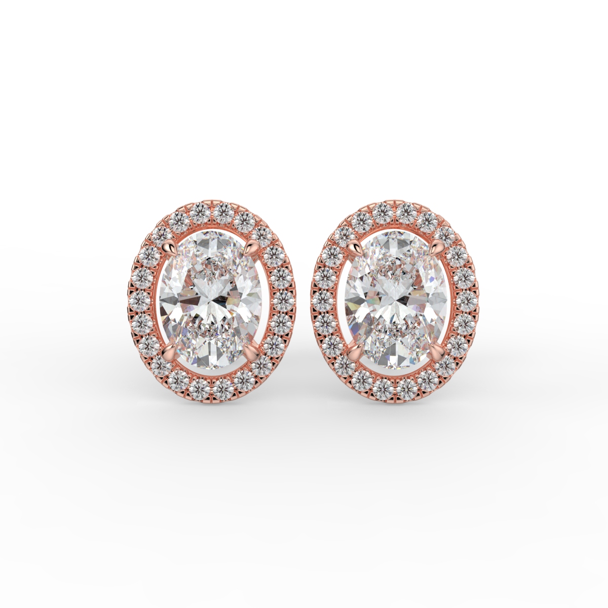 Oval Halo Diamond Earrings Rose Gold - RHEA