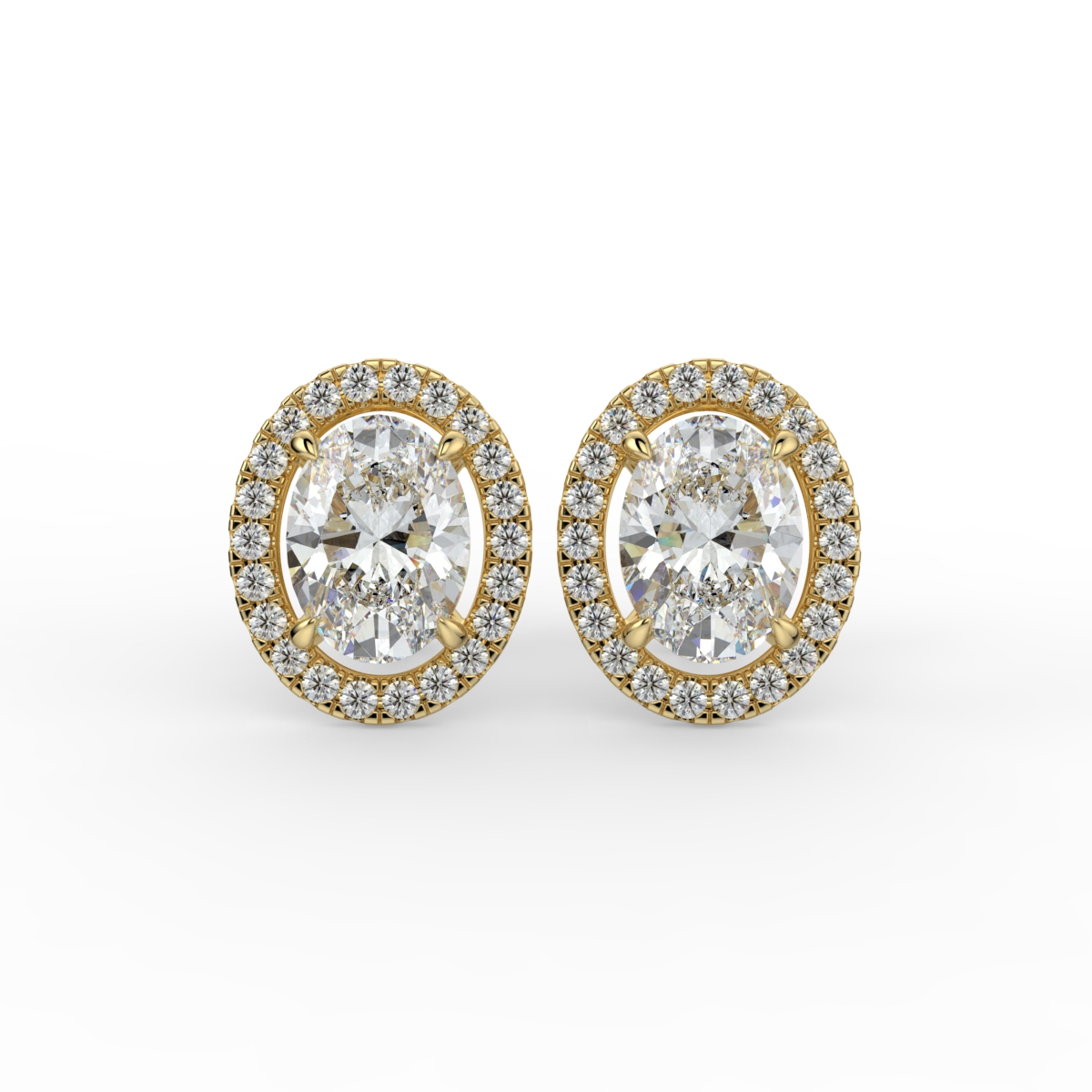 Oval Halo Diamond Earrings Yellow Gold - RHEA