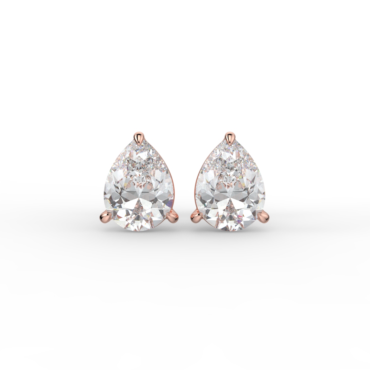 Pear Diamond Studs Earrings Rose Gold - SUZIE