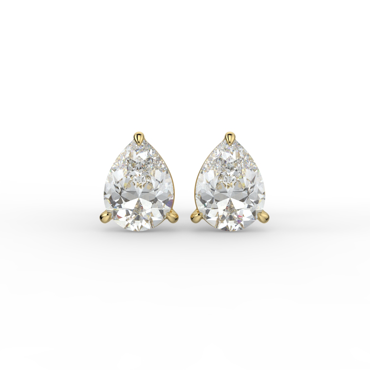 Pear Diamond Studs Earrings Yellow Gold - SUZIE