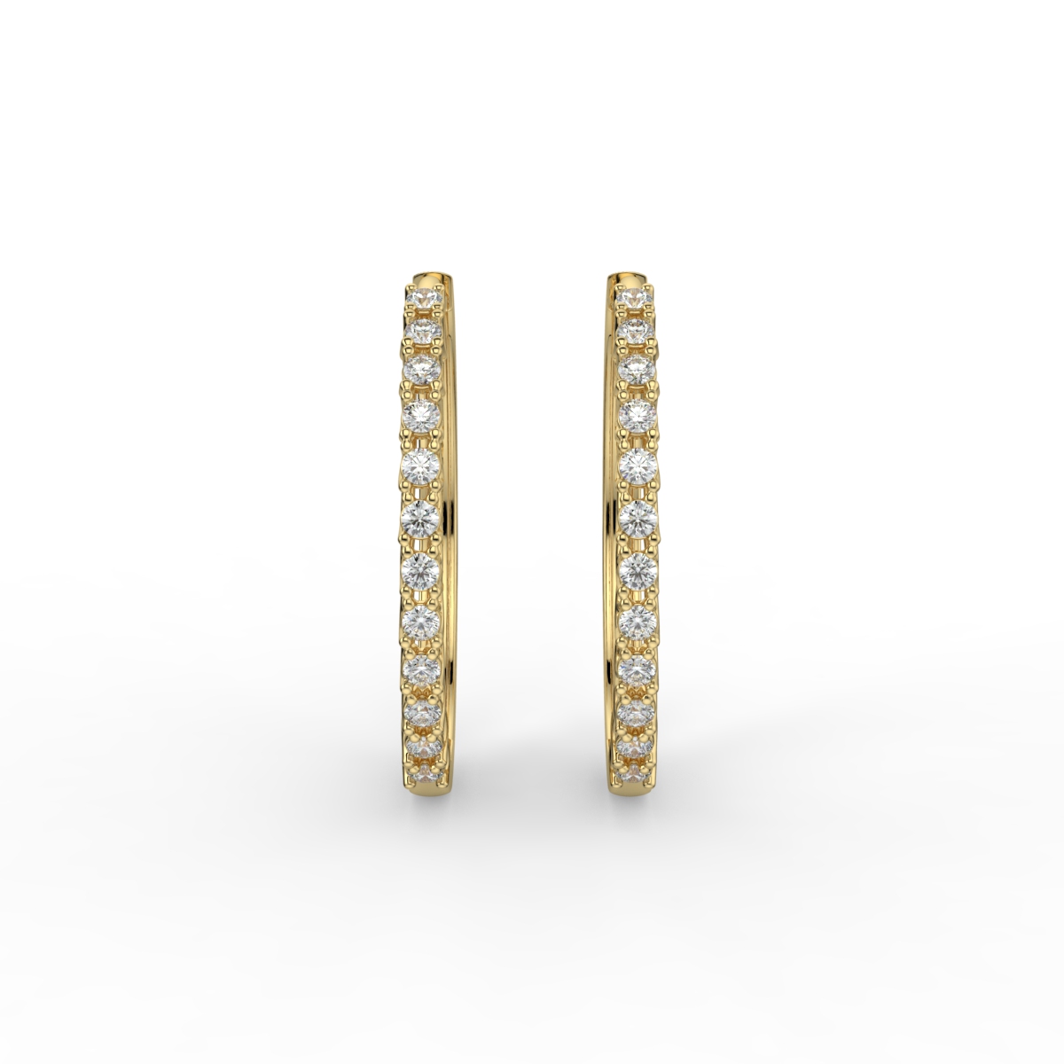 Round Hoop Diamond Earrings Yellow Gold - MAYA