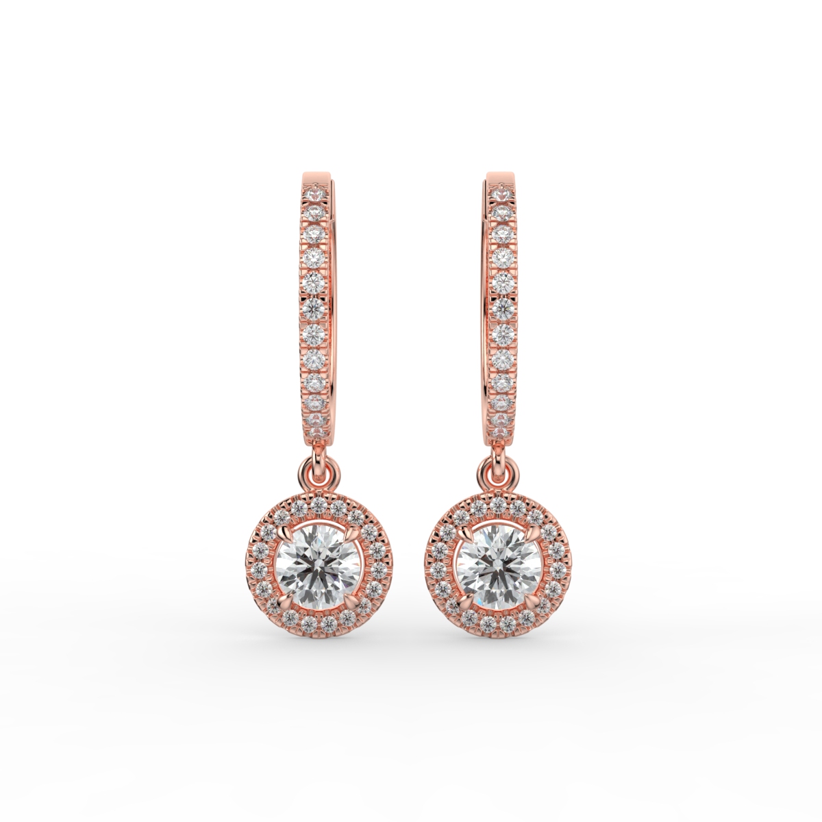 Round Drop Diamond Earrings Rose Gold - CASSANDRA